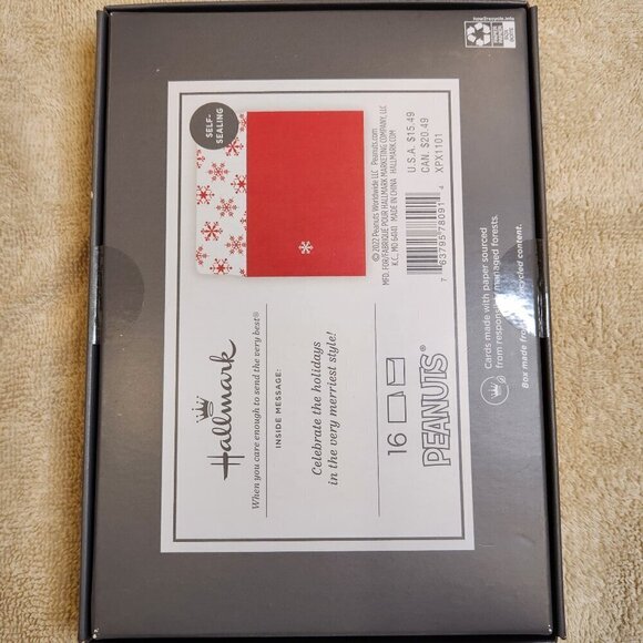 Hallmark Peanuts Charlie Brown "Making Spirits Bright" Christmas Cards set/16 - Picture 4 of 4